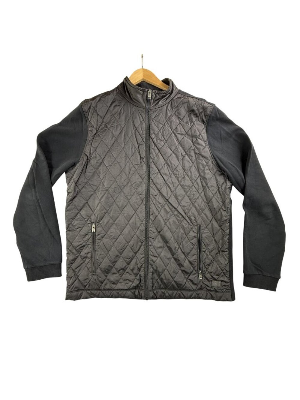 Hugo Boss Jacket Men 2XL Black Quilted Cotton Full Zip Regular Fit Padded Preppy
